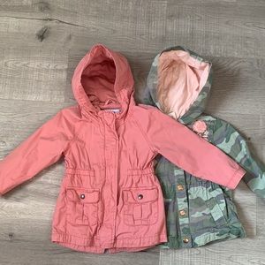 Pair of 3T hooded canvas jackets.